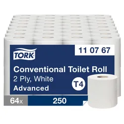 Tork Kleinrollen Toilettenpapier Weiß T4, Advanced, 2-lagig, 64 × 250 Blatt, 110...