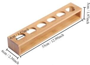Inspired Living 6 Slot Shot Glass Holder Bamboo Shot Glass Tray Display And Storage Rack wood straight