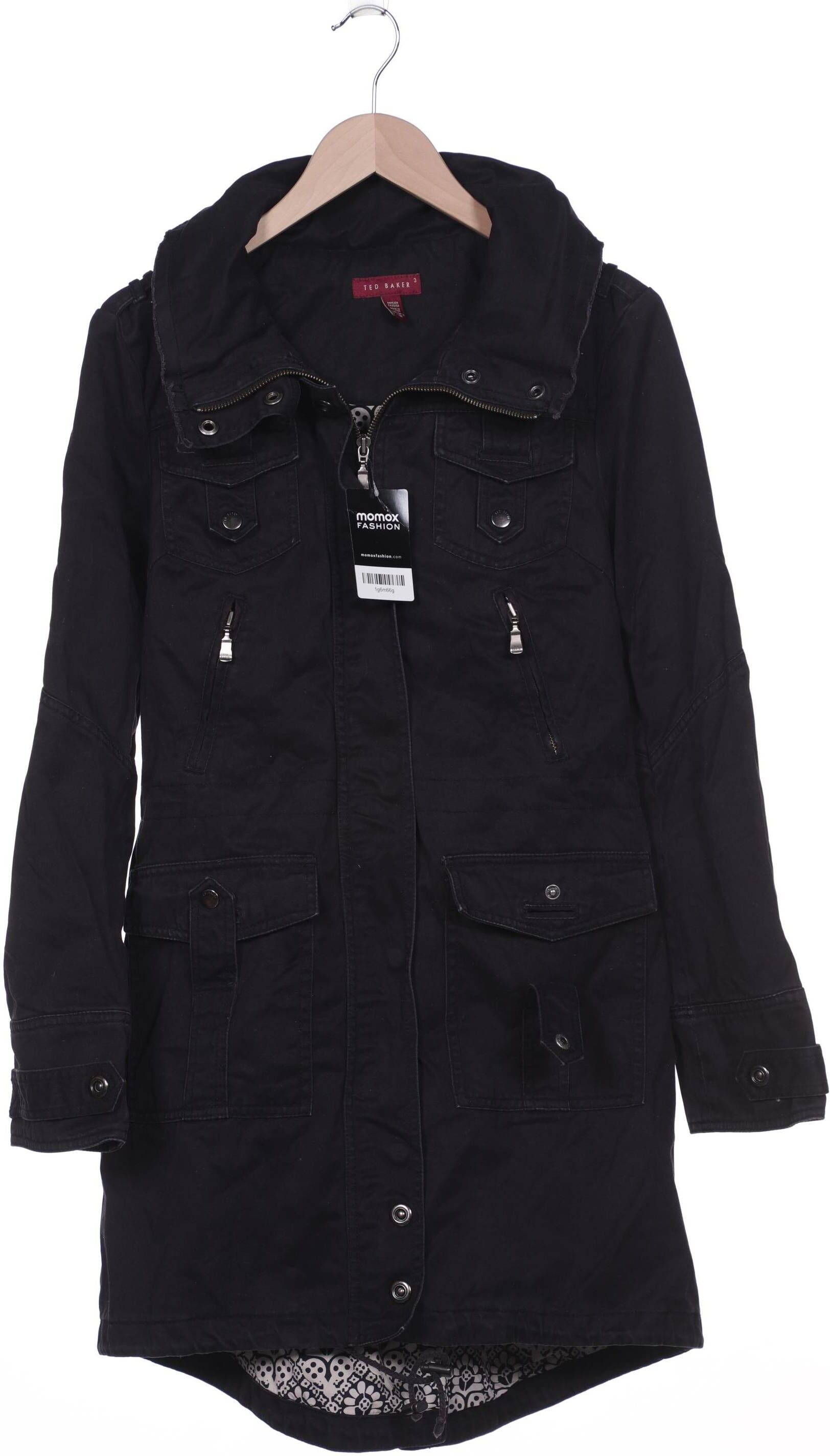 TED Baker Damen Mantel, Schwarz, Gr. EU 40 (Ted Baker 3), Baumwolle / Synthetik - Second Hand