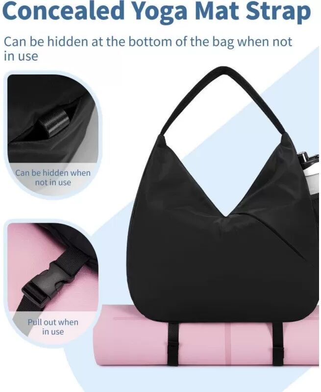 INF Sac de sport pour femme avec support de tapis de yoga, sac de voyage pour le sport Le noir