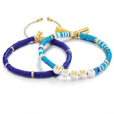 Perlenarmband YOKOAMII "Set: Y145", blau, Armbänder, Damen, Edelstahl, Perlenarmband, 2er Set Armbänder