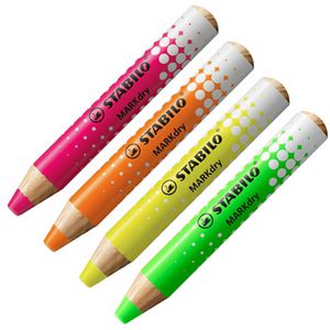 Stabilo Whiteboardmarker MARKdry 648, Rundspitze, 2-10mm, mit Spitzer & Tuch, abwischbar, 4 Stück