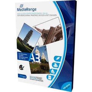 MediaRange Fotopapier MRINK109, für Inkjet, A3, 200 g/m², hochglänzend, 50 Blatt