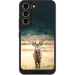 Nivocase Handyhülle für Samsung Galaxy S22 Hülle NIVOpure Case Schwarz Hirsch Wald Wiese (Samsung Galaxy S22), Smartphone Hülle, Schwarz