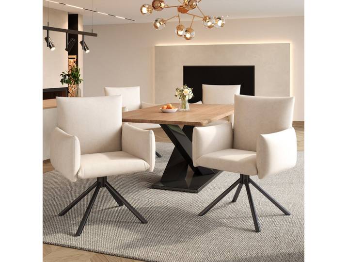 BBWL Esszimmerstuhl Gepolsterter Sessel mit Metallbeinen, ergonomischem Design, Lordosenstütze und 360° Drehfunktion für Wohn- und Arbeitsbereiche
