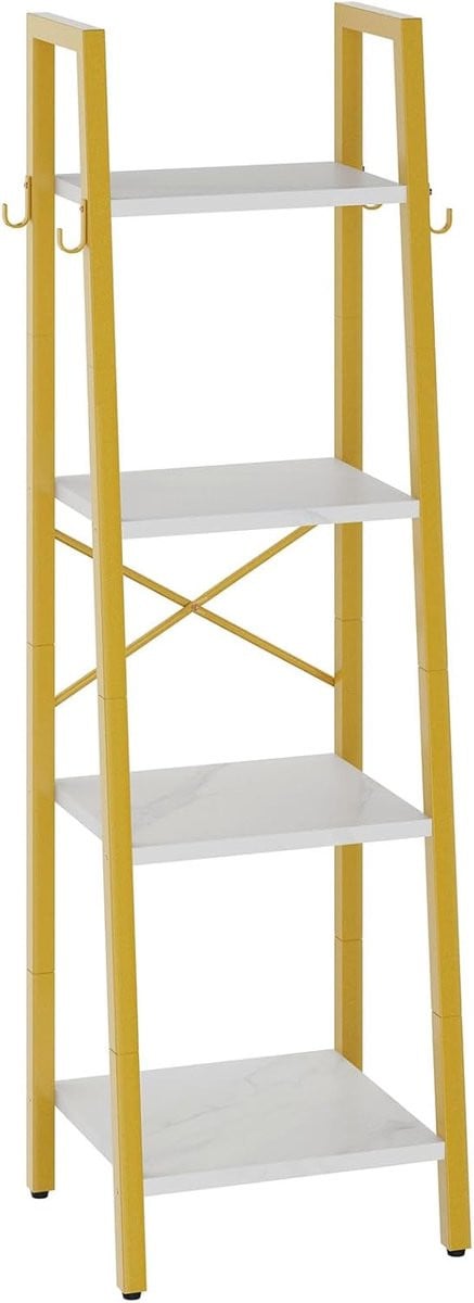 Wit Gouden Ladder Boekenplank Opbergrek met X-structuur, Hoogte: 125 cm