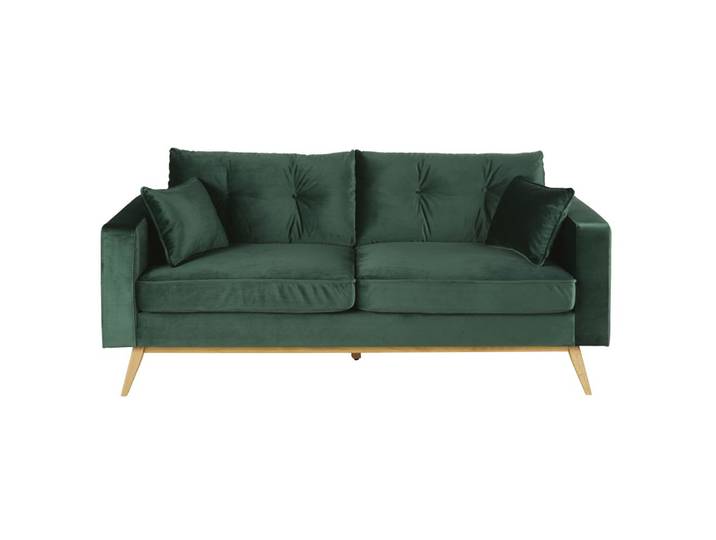 3/4-Sitzer-Sofa im skandinavischen Stil mit Samtbezug, grün