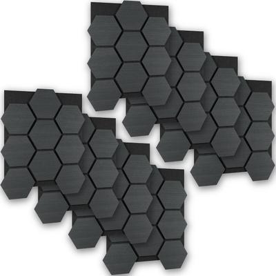 TecTake GmbH tectake Akustikpaneele SONIC SHIELD Schallabsorber, 8 Stück, MDF Echtholzfurnier, 76x62x1,8cm, Eiche schwarz