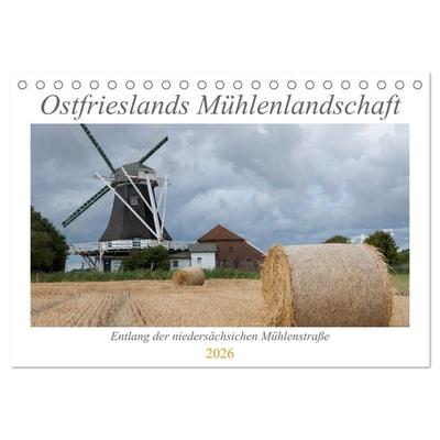 Ostfriesische Mühlenlandschaft (Tischkalender 2026 DIN A5 quer), CALVENDO Monatskalender