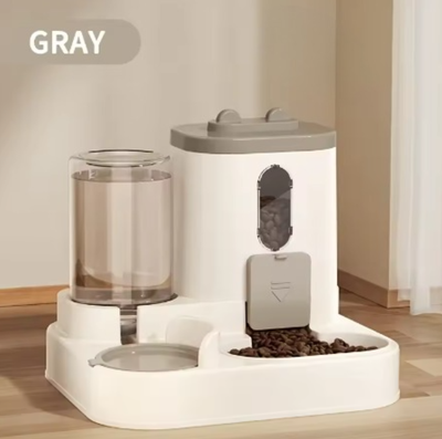 Inspire Daily Merch Fully Automatic Cat Food Dispenser Water And Food Integrated Cute Water Dispenser For Cats grey