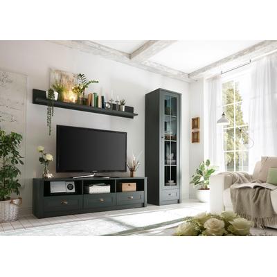 Wohnwand HOME AFFAIRE "Ascot", grün, B:230cm H:198cm T:43cm, Holzwerkstoff, MDF, Kastenmöbel-Sets, Wohnwand