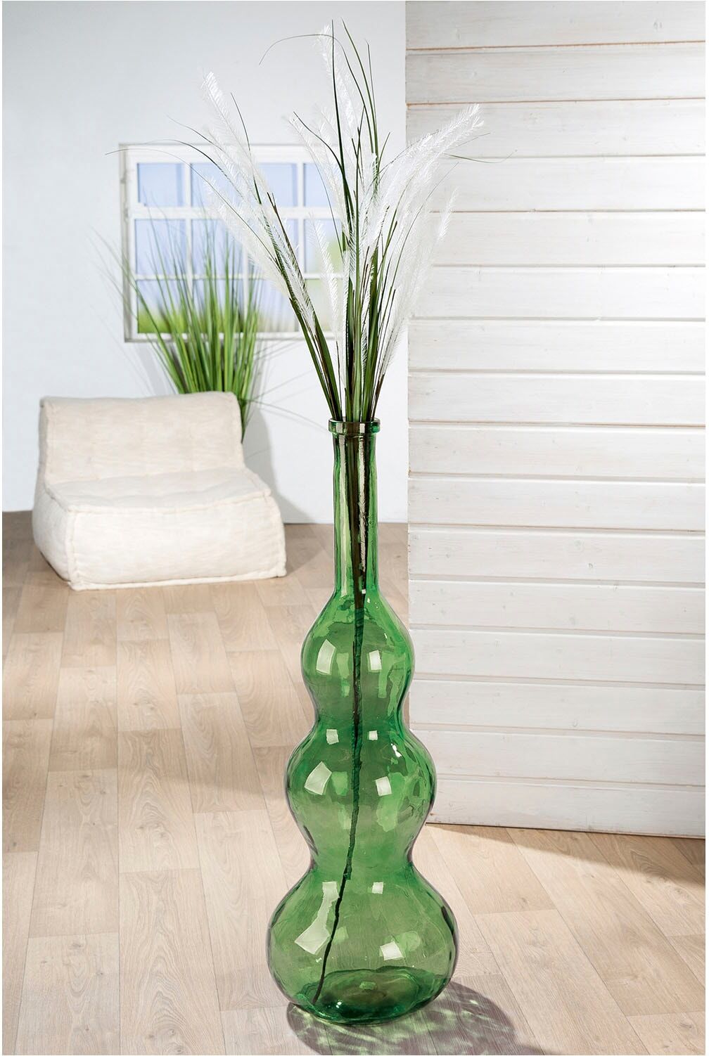 Bodenvase GILDE "Bodenvase bauchig "Balleros" grün", grün, B:33cm H:100cm T:33cm Ø:33cm, Glas, Vasen, Bodenvase grün B/H/T: 33cm x 100cm x 33cm Ø 33cm