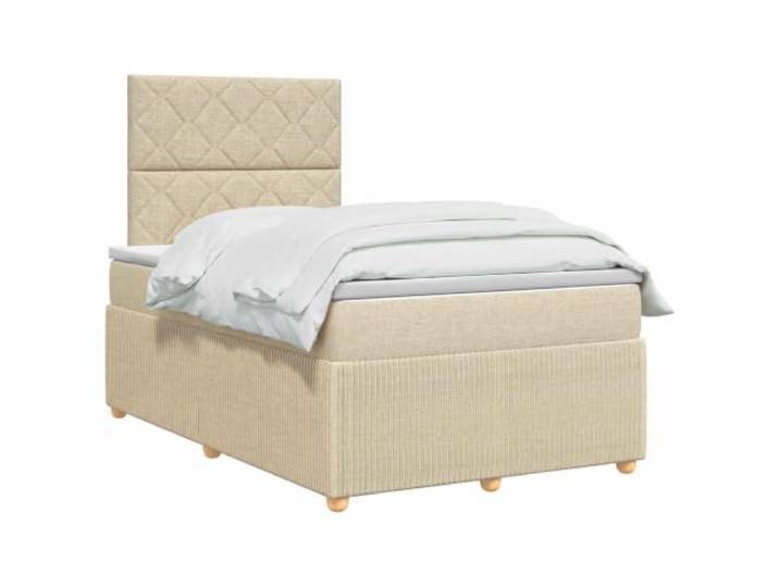 vidaXL LED Boxspringbett mit Matratze Creme 120 x 200 cm Stoff LED-Beleuchtung für modernen Charme, Verstellhöhe des Kopfteil, Taschenfederkernmatratze für Anpassung