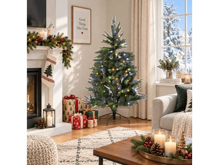 Sapin de noël lumineux en polyéthylène vert 88x88x130 cm