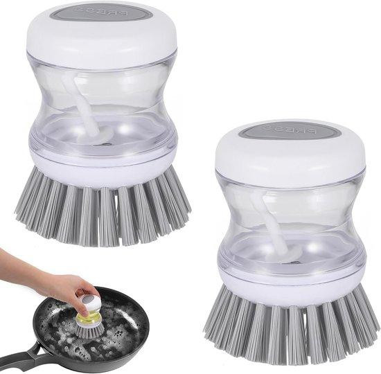 Set van 2 navulbare afwasborstels met dispenser