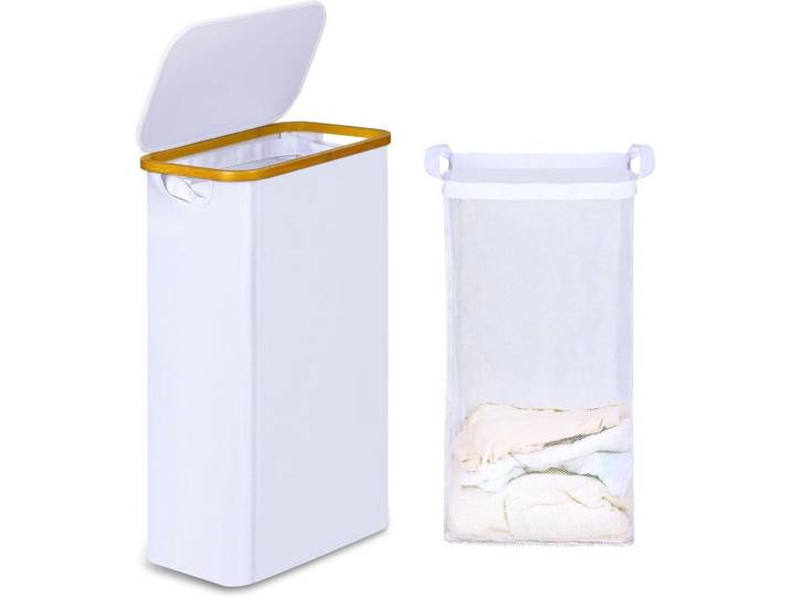 Wäschekorb mit Deckel 60L Weiß, Naturmaterialen, 66x41x22 cm, Haushalt & Reinigung, Wäschepflege, Wäschekörbe & Wäschetonnen