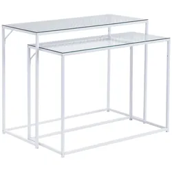 KONSOLENTISCHE 2er-Set ALCUDIA, Einscheibensicherheitsglas, Weiß, 100 x 40 x 77 cm