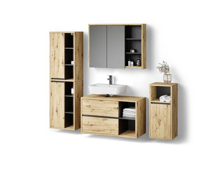 BADMÖBEL-SET Vomano, Braun, 4-teilig