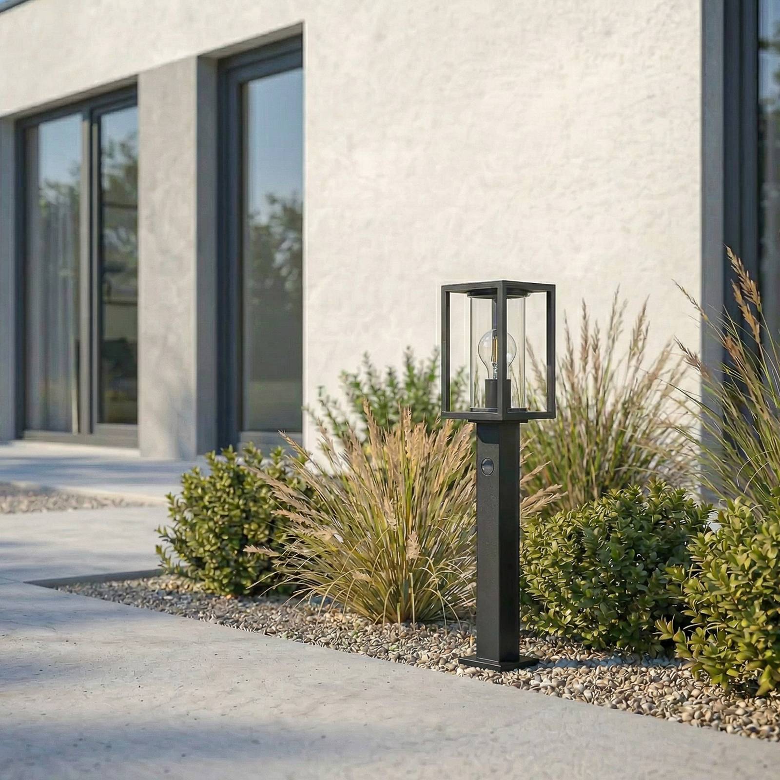 Lucande Ferda Path Light, 60 cm, sensor, anthracite, IP44, Black, Aluminium, Modern, Outdoor lights with Sensor