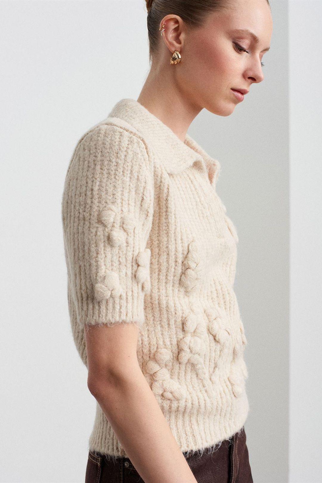 Strukturierter Rippkragenpullover