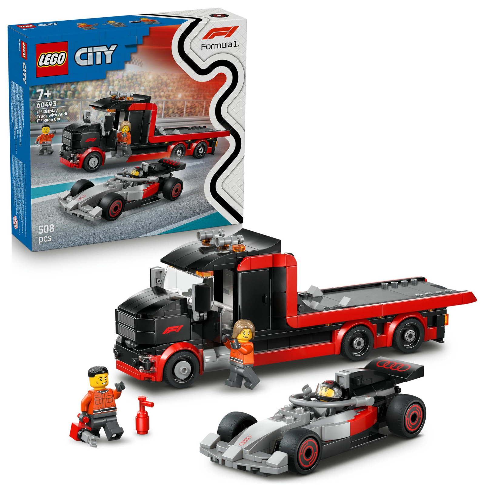 LEGO City 60493 F1 Presentatiewagen met Audi F1 - Set met 508 onderdelen