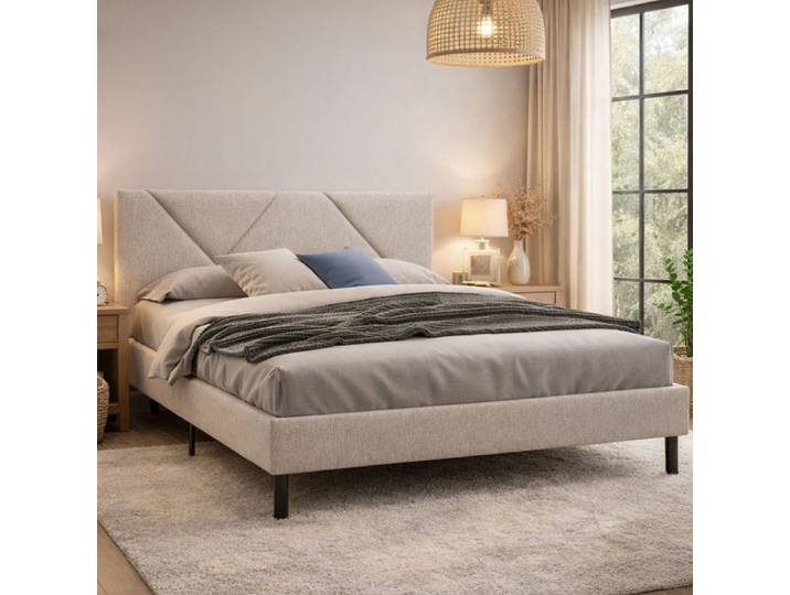 Lit double Morpheus Dmora en tissu beige