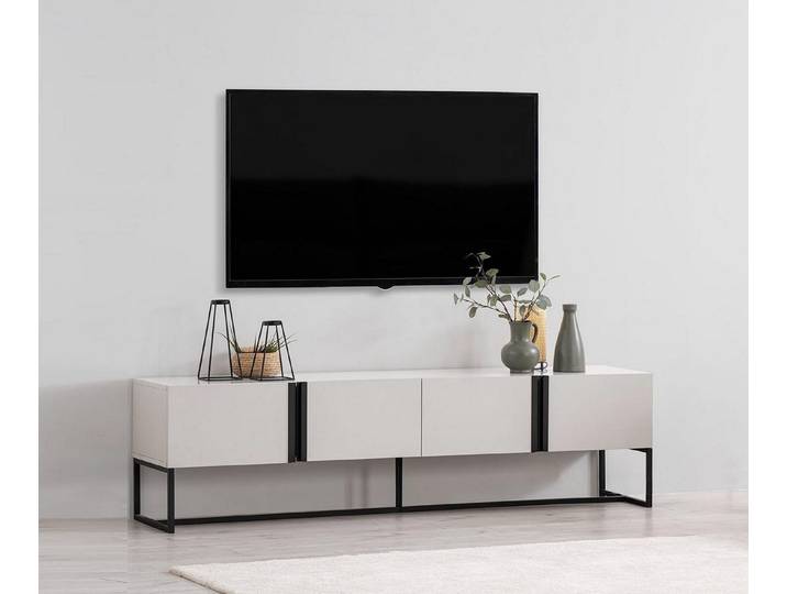 Xlmoebel TV-Board Weißes TV-Board aus Holz mit modernem Design und Stauraum (RTV Lowboard), Hergestellt in Europa