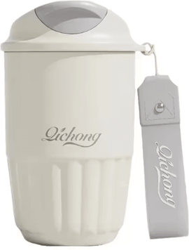 Inspire Curations 410ML Ceramic Liner Thermos Coffee Cup Double Wall Stainless Steel Leakproof Travel Mug white