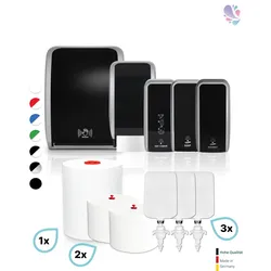 HYGIENE-KOMPLETT-Set SENSOR: Handtuch-, Schaumseifen-, Desinfektions-, Toilettenpapierspender & Sitzreiniger inkl. Füllmittel