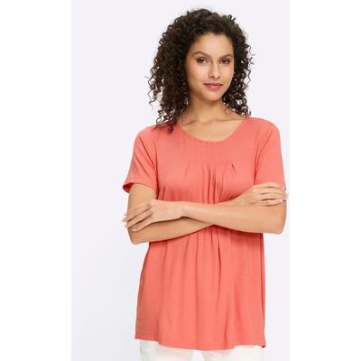 T-Shirt HEINE "Shirt", Damen, Gr. 40, rosa (koralle), 95% Viskose, 5% Elasthan, unifarben, Rundhals, Shirts T-Shirt