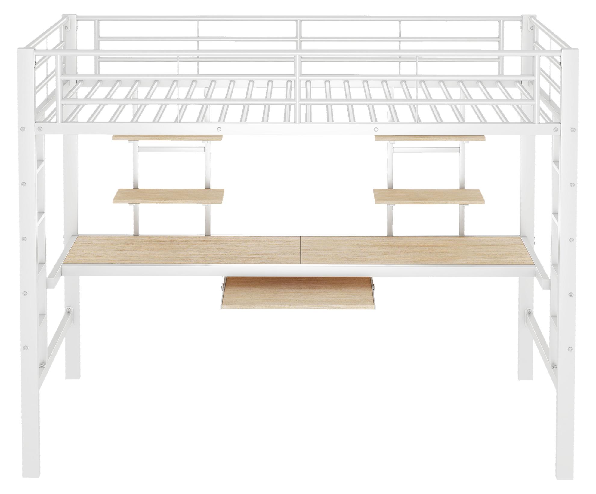 Metall-Etagenbett - Hochbett - 90 x 200 cm - Mit Stauraum - Flache Leiter - Für Kinder und Jugendliche