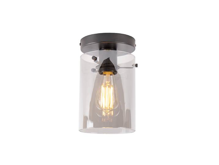 Plafonnier intelligent noir avec verre fumé Wifi ST64 incluse -