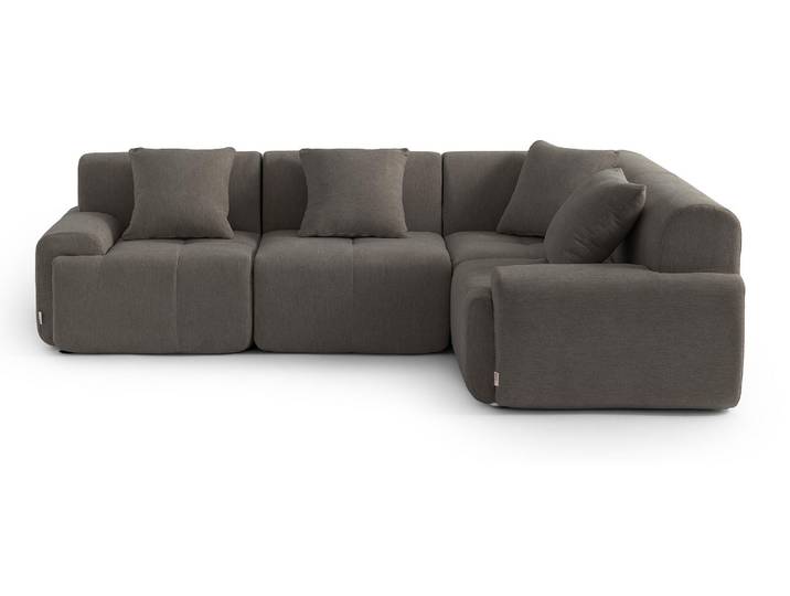 MILYSOFA SOFAMOUS 4-Sitzer-Modul-Ecksofa, Chenille-Stoff, Aschbraun