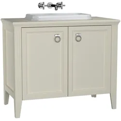 VitrA Valarte Einbauwaschtisch-Set 98 cm, 2 Türen Elfenbein Matt, Sanitärkeramik Weiße Hochglanz mit antibakterieller Glasur