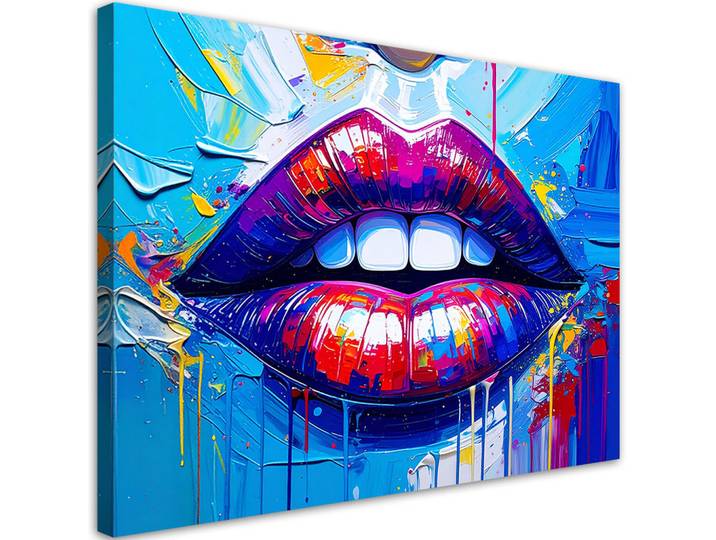 Feeby Leinwandbild Rote Lippen Frauen Abstrakt 120x80cm, Mehrfarbig, Person/Charakter, Rechteckig, 120x80 cm, Bilder & Rahmen, Bilder, Leinwandbilder