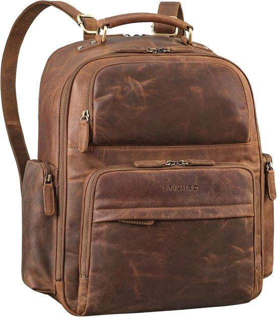 Leder Laptop Rucksack 17 Zoll XXL - Vintage Heavy Quality Herren/Weib - Geeignet für Arbeit & Studium