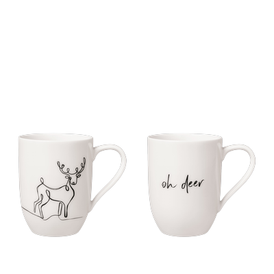 Becher VILLEROY & BOCH "Statement Tassen- und Becherset Reindeer, 2-tlg.", weiß, H:10,4cm Ø:8cm, Porzellan, Trinkgefäße, Becher, Premium Porzellan