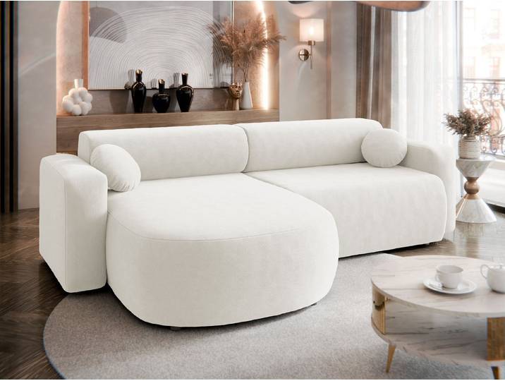 MIRJAN24 Ecksofa Nicelo, mit Schlaffunktion und Bettkasten, Dekorative Kissen-Set, 252x150x70 cm