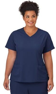 Plus Size Women's Jockey Scrubs Women's Mock Wrap Top by Jockey Encompass Scrubs in New Navy (Size XL(18-20))
