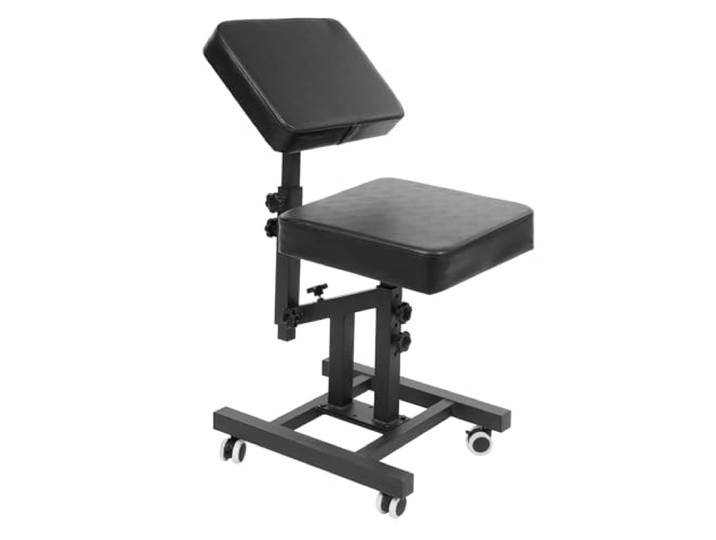 Verstellbarer Friseurstuhl mit Rollen, Höhenverstellbarer Tattoo Stuhl Sitzhöhe 43-61cm, 100kg Tragfähigkeit, PU Gepolstert Salonstuhl für Friseursalon Kosmetikstudio Nagelstudio Tattoo