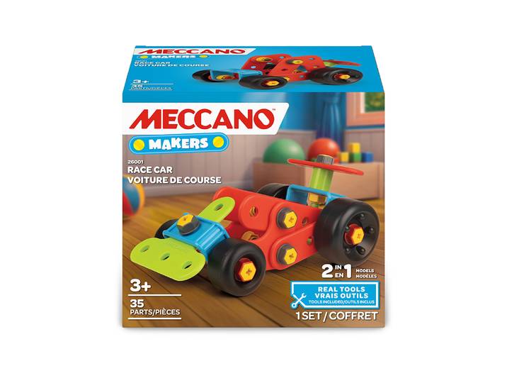 Meccano Voiture de Course et Tracteur 2 en 1 – Coffret Construction Bandai Kit de construction 35 pièces, outils et notice, 2 modèles possibles, Acti