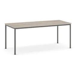 Esstisch BASIC, 180x80 cm, dunkelgraues Metallgestell, Eiche natur