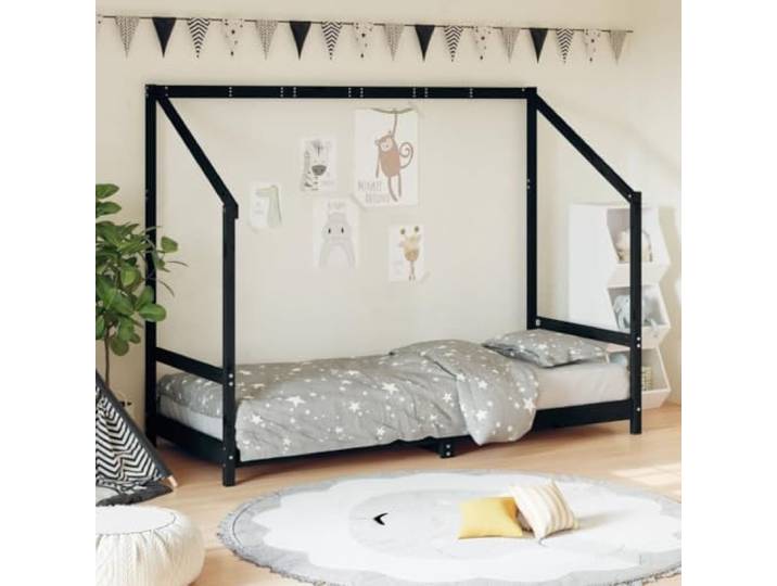 ZXQVLMRS Kinderbett, Massivholz Kiefer, Spielbett für Kinder, 80x200 cm Rustikale Optik, Stabiler Lattenrost, Einfacher Ein- & Ausstieg