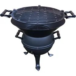 Kompaktes Grillfass - schwarz, praktisch und ideal für Picknick, Camping und Outdoor-Ausflüge und Grillpartys, kompakter Holzkohlegrill