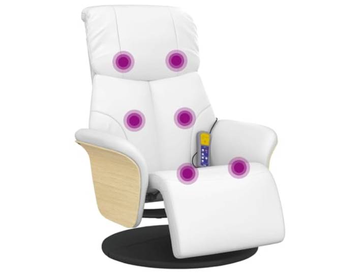 vidaXL Massagesessel mit Fußteil Weiß Kunstleder