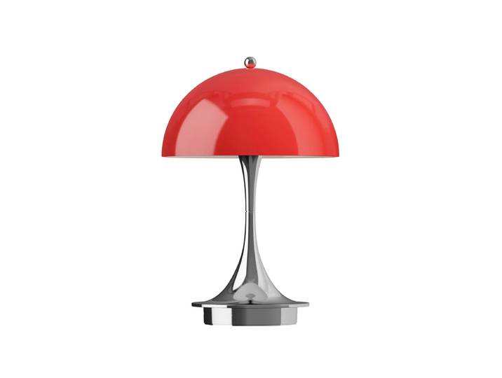 Louis Poulsen - Panthella 160 Portable V3 Akku LED-Tischleuchte, chrom / original opal rot