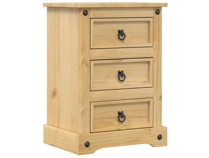 Heofavd Nachttisch Corona 45x35x64 cm Kiefer Massivholz 3 Schubladen