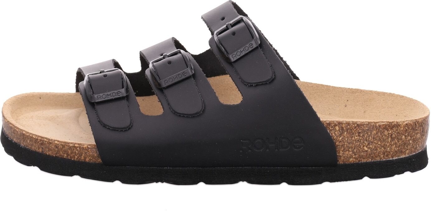 Pantolette ROHDE "Alba", Damen, Gr. 36, Leder, schwarz, Basic, Schuhe Pantolette, Hausschuh, Schlappen, Urlaubsschuh mit Schnallenverschluss