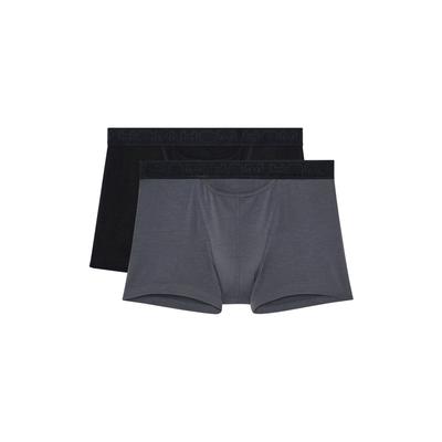 Boxershorts HOM "Boxershort HOM Boxerlines 2 2er Pack", Herren, Gr. L, bunt (schwarz, grau), Obermaterial: 95% Baumwolle CO. 5% Elasthan EL., Unterhosen