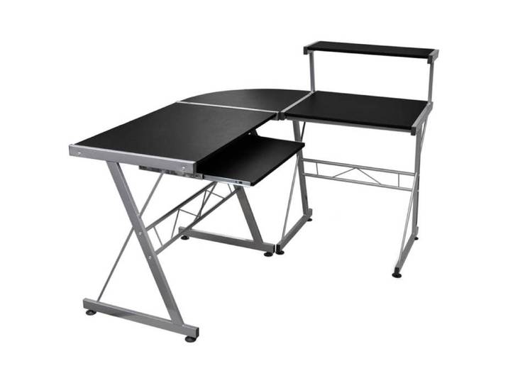 (Vente chaude) - BUREAU Noir KENNETH - 1 PCS - Table d'écriture d'angle Noir 132x112x99cm Bois d'ingénierie6693
